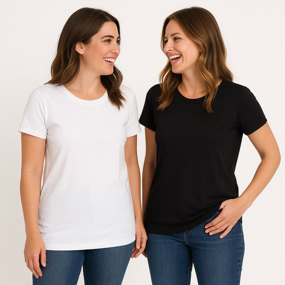 Amazon Essentials Tops - Women’s 2-Pack Short Sleeve Crewneck T-Shirts – Black & White – Size S – NWOT